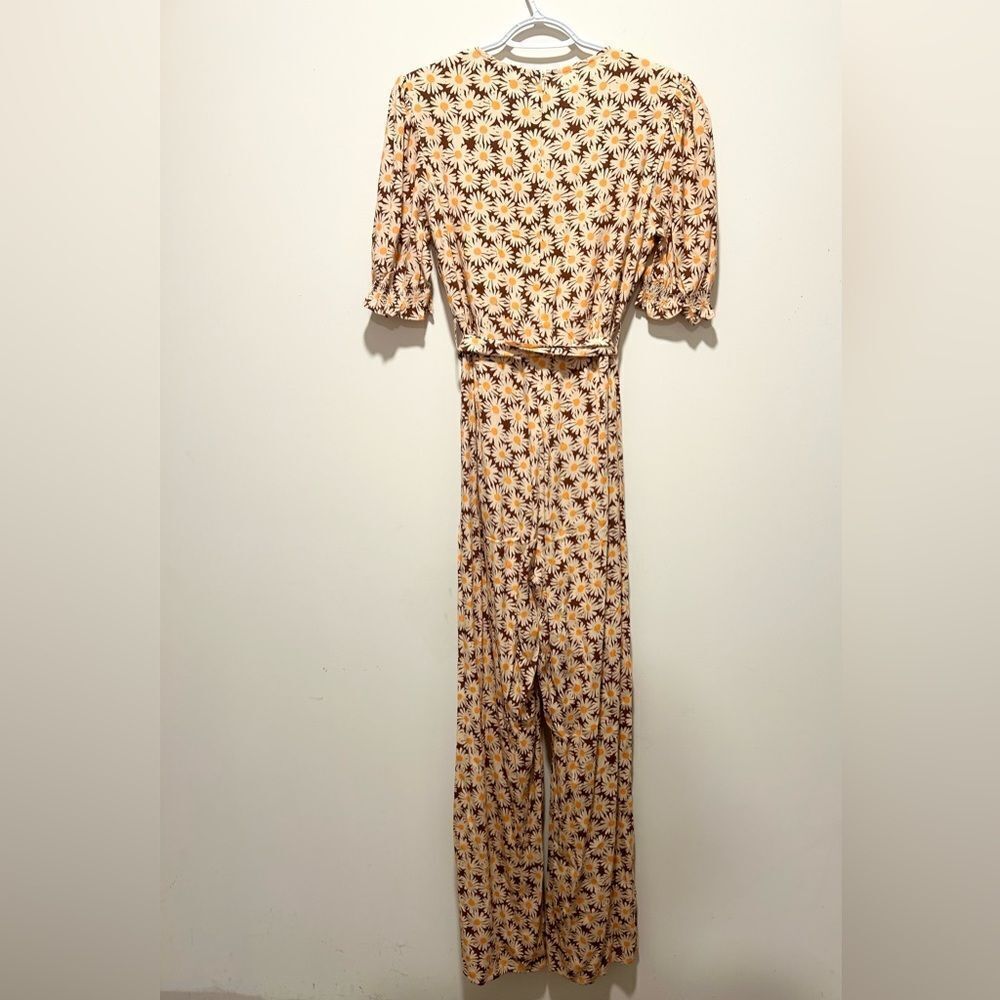 Mango Daisy Printed Puff Sleeve Jumpsuit size Small - Picture 8 of 8